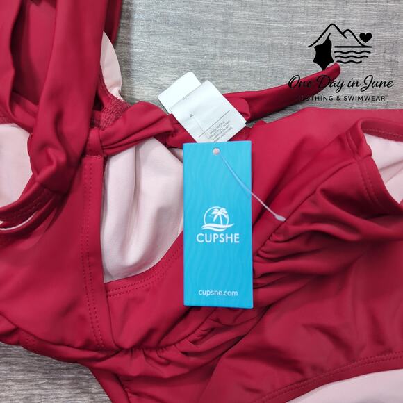 Cupshe V Neck Tie Back One Piece Swimsuit Size S - Picture 2 of 5